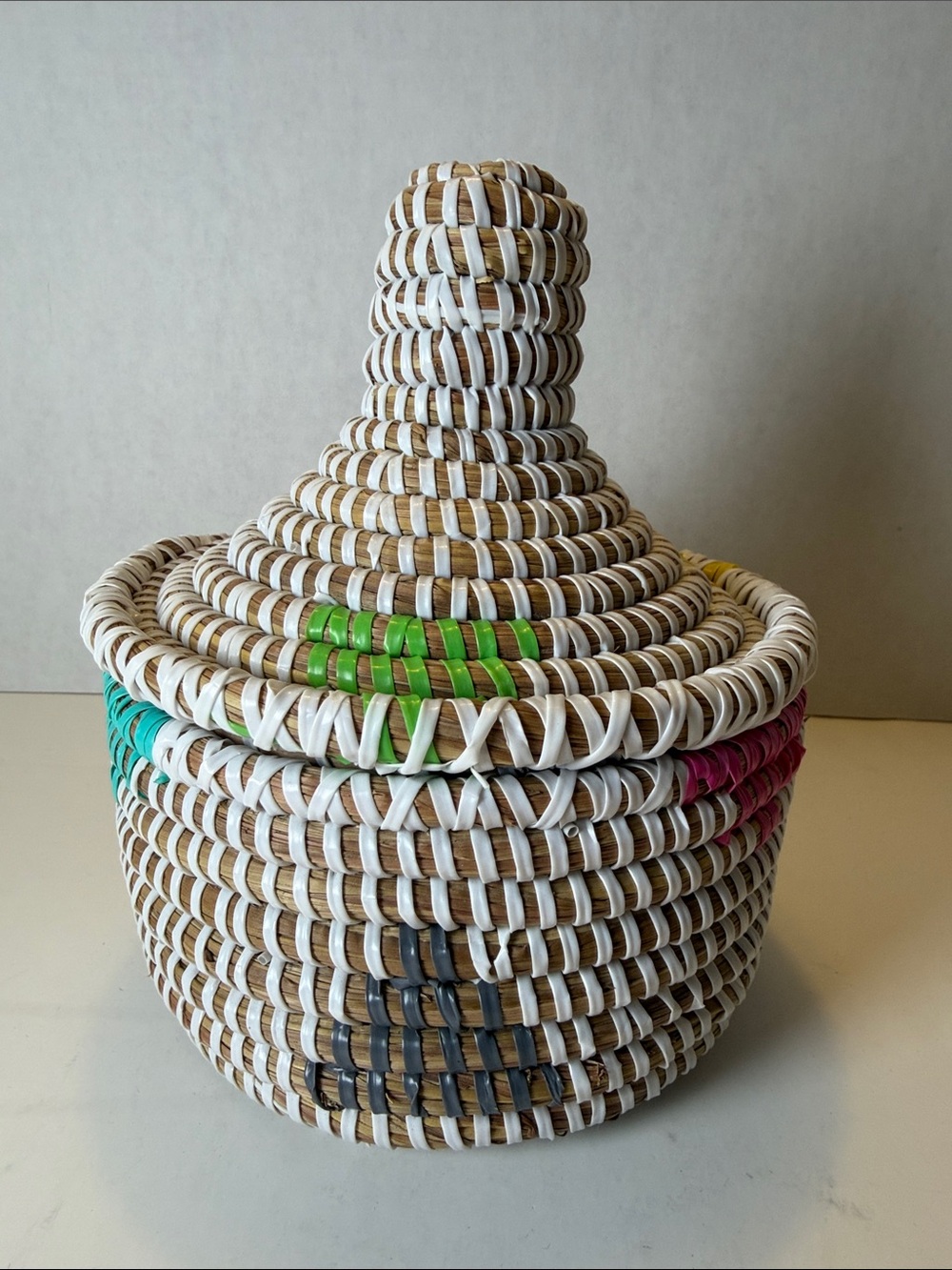 Small Senegalese Woven Basket with Lid